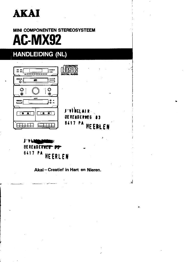 gebruiksaanwijzing Akai AC-MX92, Verzenden, Gebruikt