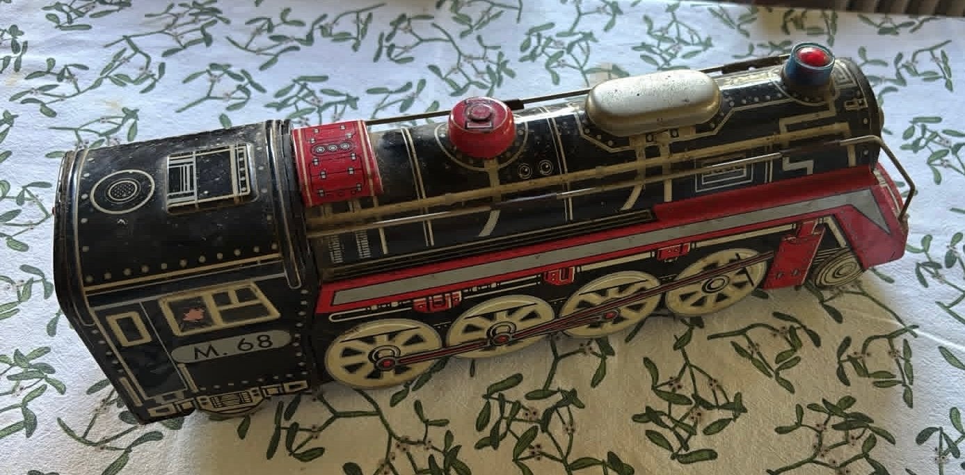 Vintage grote blikken speelgoed locomotief (licht en geluid), Ophalen of Verzenden, Gebruikt