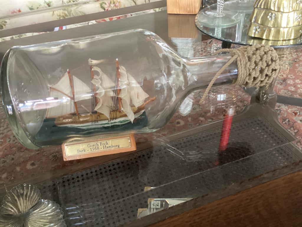 Gorch Fock Bark 1958 Hamburg / in fles hoog 11x23 cm, Ophalen of Verzenden, Zo goed als nieuw