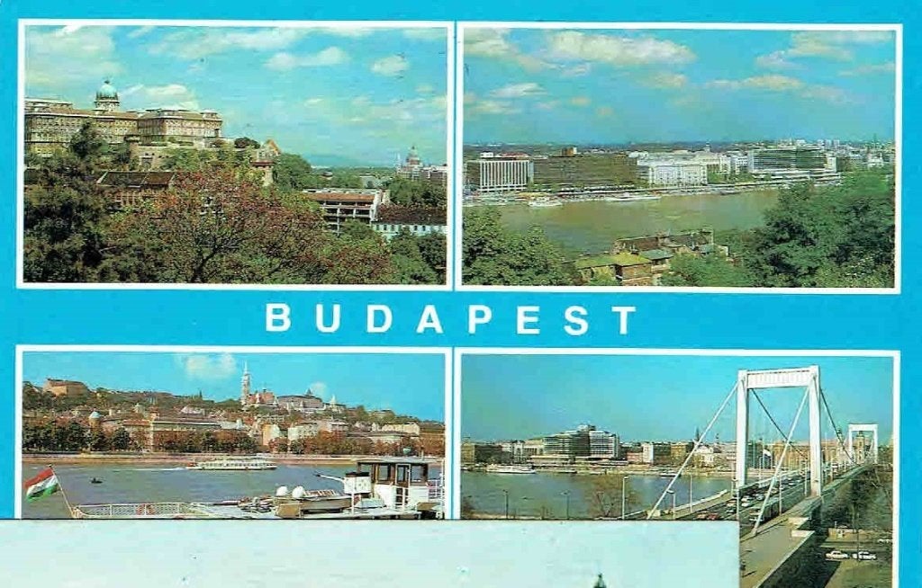 Hongarije Budapest Groeten Boot Brug Vliegtuig > Oostenrijk, Verzenden, 1980 tot heden, Gelopen, Stad of Dorp