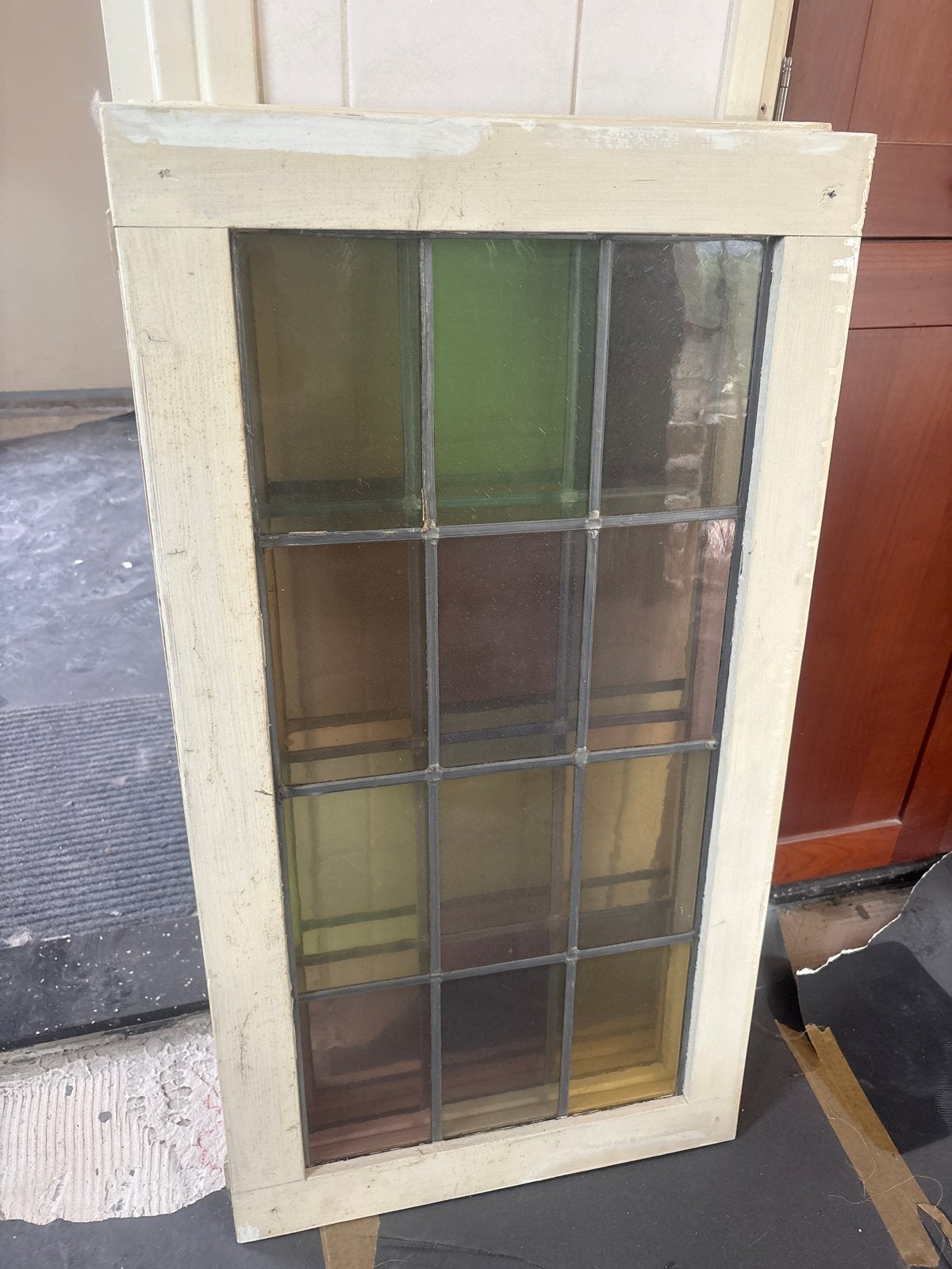 3 Glas in lood deurtjes, Ophalen, Gebruikt, Minder dan 80 cm, Glas in lood