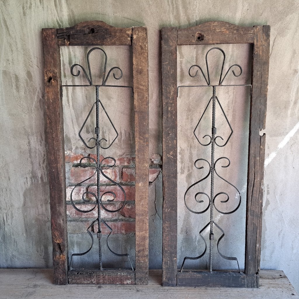 1x Brocante houten frame met metalen ornament rek *Etage3*, Huis en Inrichting, Woonaccessoires | Overige, Gebruikt, ., Ophalen of Verzenden