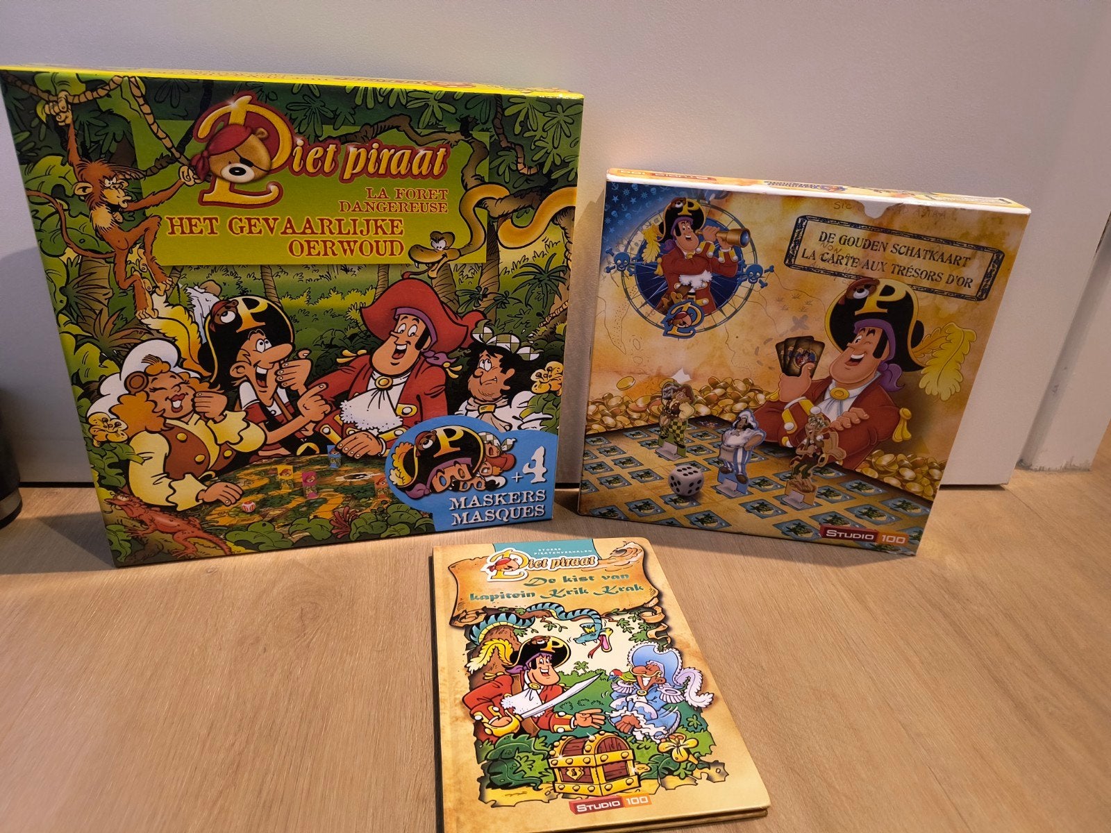Piet Piraat Spellen en Boek - Studio 100, Hobby en Vrije tijd, Drie of vier spelers, Ophalen of Verzenden, Gebruikt, Studio 100