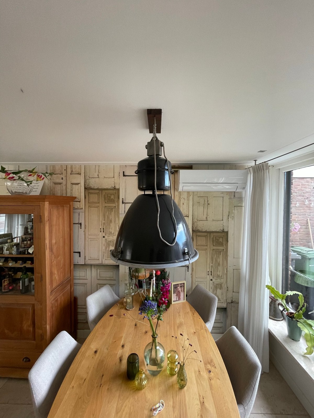 Industriële hanglamp en vloerlamp set, Gebruikt, Metaal, 150 tot 200 cm, E27 (groot)