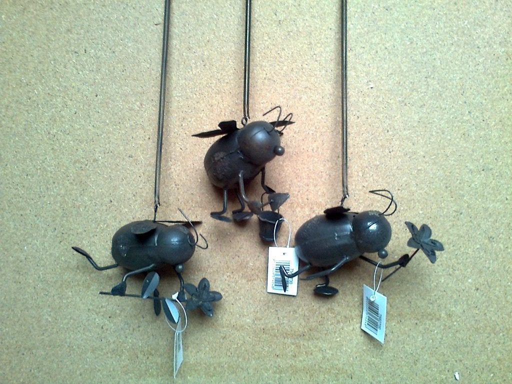 Leuke Bij, Bijen, Werkbij aan een veertje, spiraal, bruin, Ophalen of Verzenden, Nieuw, Metaal, Dierenbeeld
