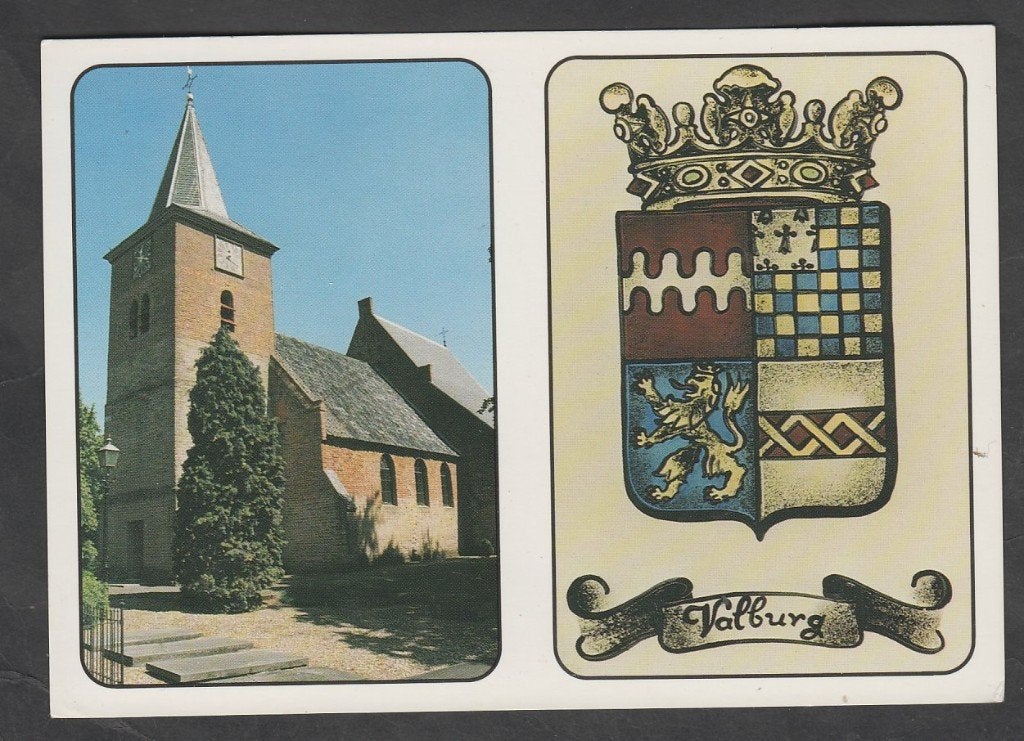Wapen van Valburg en Kerk  Gelopen 1992 Info Kerk achterkant, Ophalen of Verzenden, 1980 tot heden, Gelopen, Gelderland