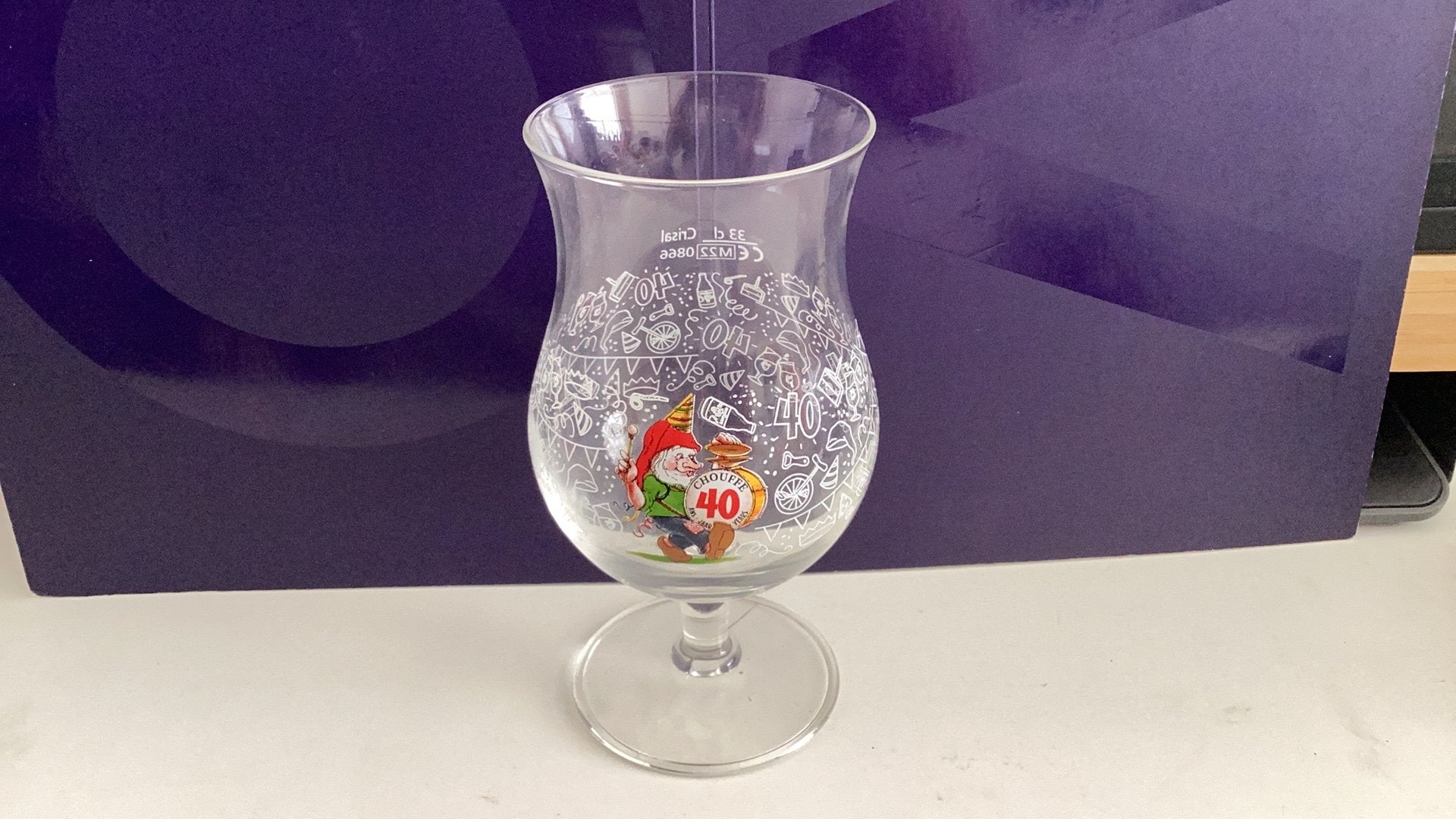 La Chouffe Jubileumglas 33cl, Ophalen of Verzenden, Zo goed als nieuw, Glas of Glazen, Duvel