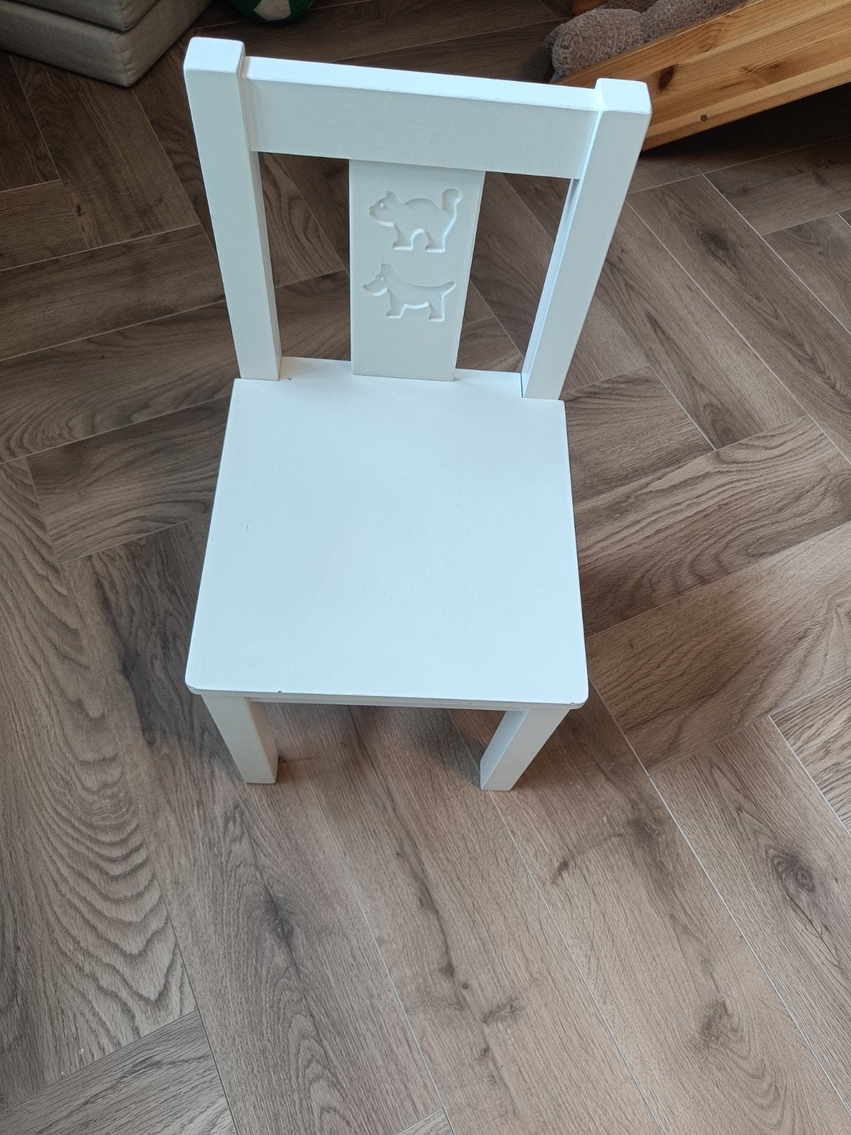 Ikea KRITTER stoeltje kind met dierenfiguren - wit, Ophalen, Gebruikt, Stoel(en)