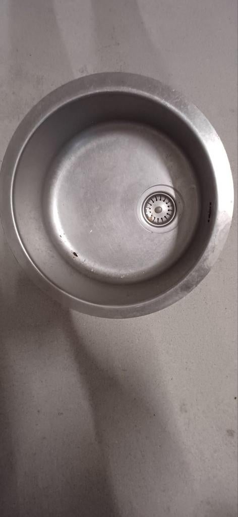 Ronde RVS wasbak met afvoer, Ophalen, Gebruikt, Rvs, Wastafel