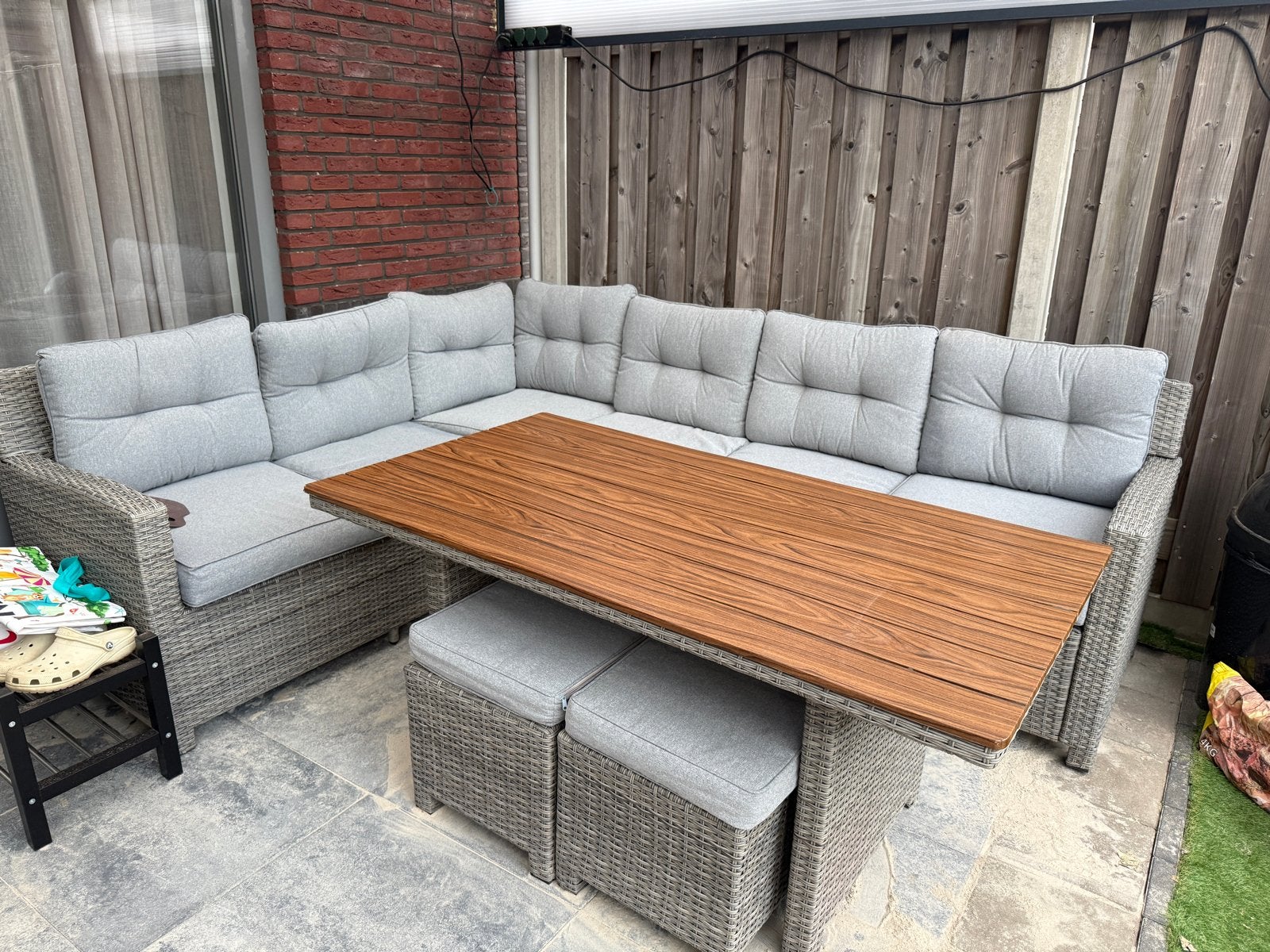 Tierra loungeset met eettafel en kussens, Ophalen, Gebruikt, Meer dan 8 zitplaatsen, Loungeset