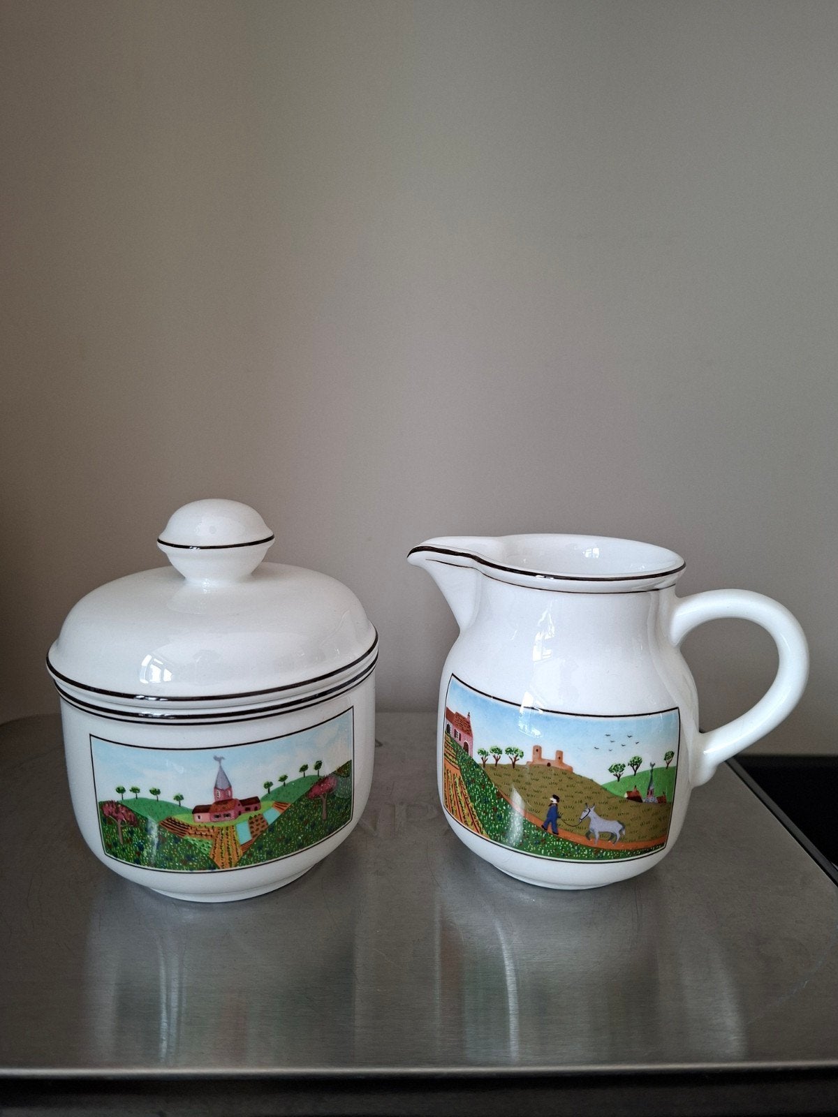 Villeroy & Boch Naif suikerpotje en melkkan, z.g.a.n., Ophalen of Verzenden, Zo goed als nieuw, Overige stijlen, Porselein