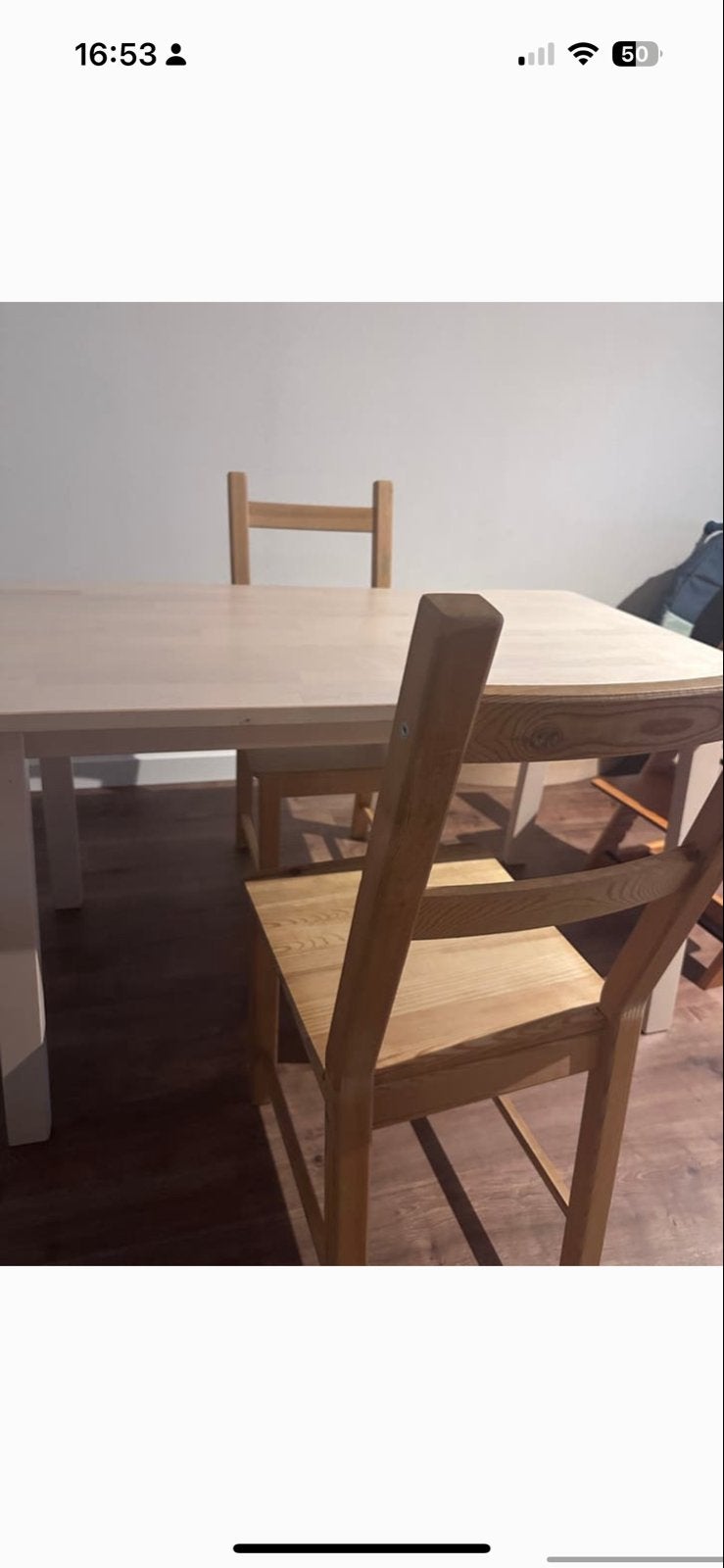 IKEA eettafel met 4 stoelen - Goede staat, Ophalen, Gebruikt, Vier personen, Overige houtsoorten