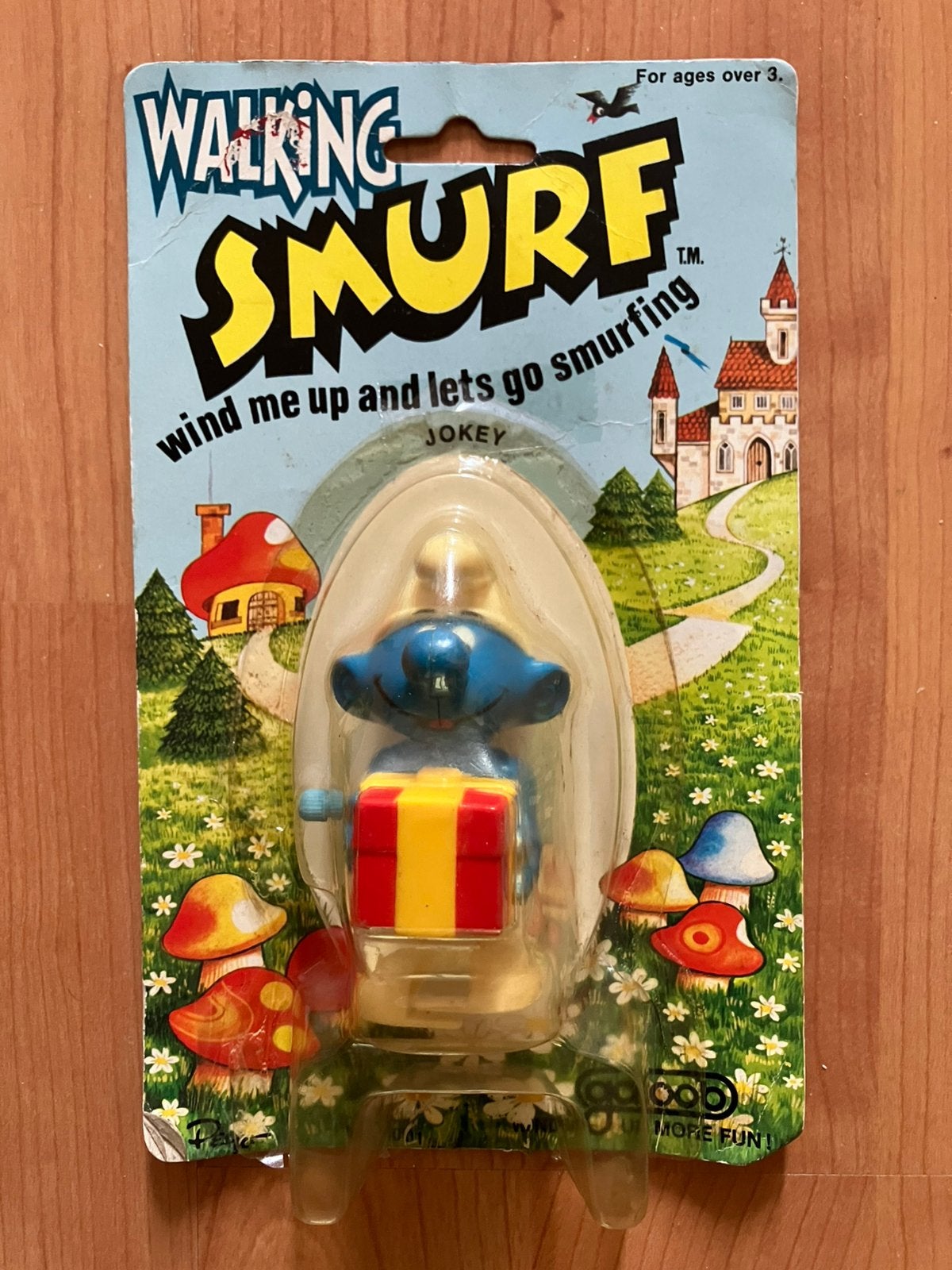 Vintage Smurf walking figure opwindbaar ongeopend 1980s, Verzamelen, Smurfen, Verzenden, Zo goed als nieuw