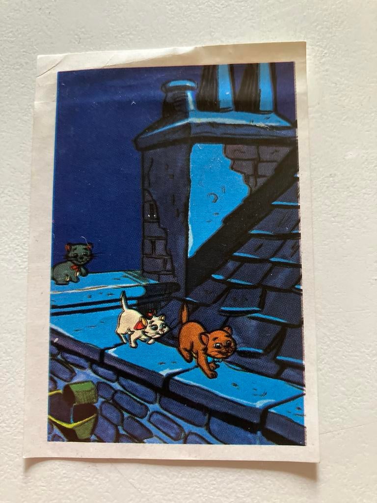 Vintage Disney Aristocats Plaatje 114 - 1972, Ophalen, Overige figuren, Gebruikt, Plaatje of Poster
