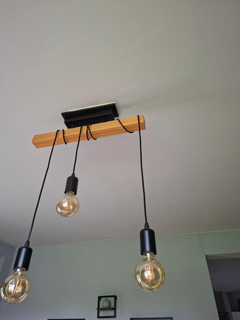 Houten/ metaal  hanglamp excl  gloeilampen, Ophalen of Verzenden, Zo goed als nieuw, Hout, Industrieel, Landelijk