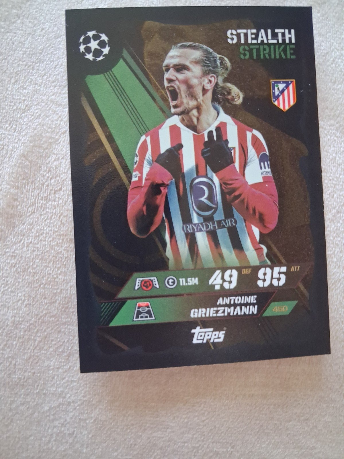 Topps Match Attax Antoine Griezmann Stealth Strike Kaart, Ophalen of Verzenden, Zo goed als nieuw, Losse kaart
