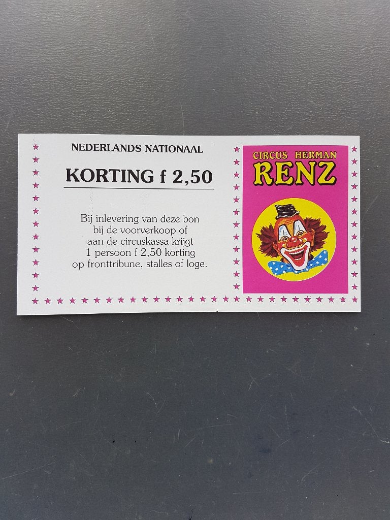 Reductiekaarten Circus Herman Renz 1994 & 1996 - Nieuwstaat, Ophalen of Verzenden, Zo goed als nieuw