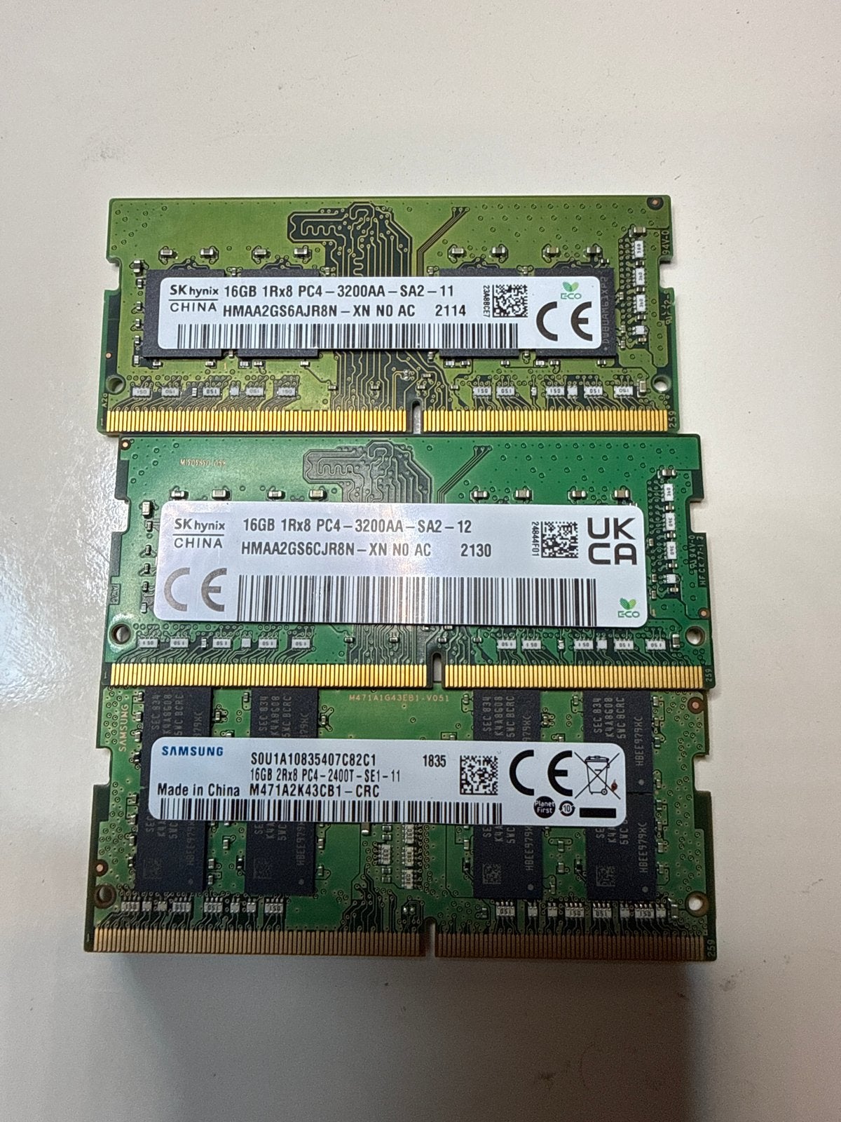 3x 16GB DDR4 RAM Geheugenmodules (48GB totaal), Computers en Software, Gebruikt, DDR4, Ophalen of Verzenden, Laptop