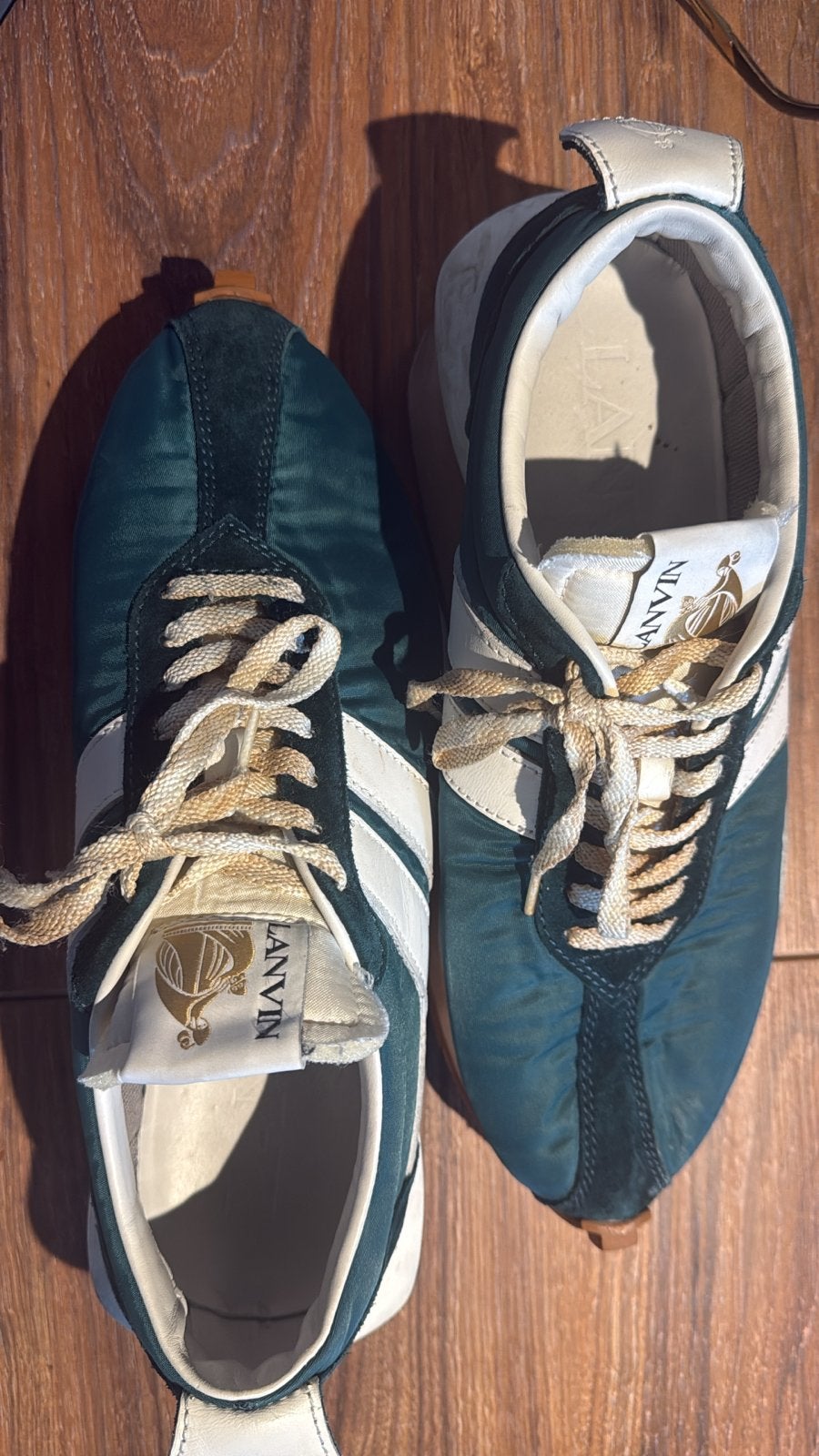 Lanvin Sneakers Groen/Wit - Maat 38, Ophalen of Verzenden, Gedragen, Wit, Sneakers of Gympen
