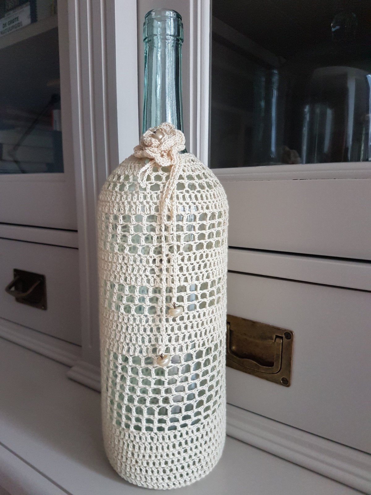BROCANTE WIJNFLES VAAS, Ophalen of Verzenden