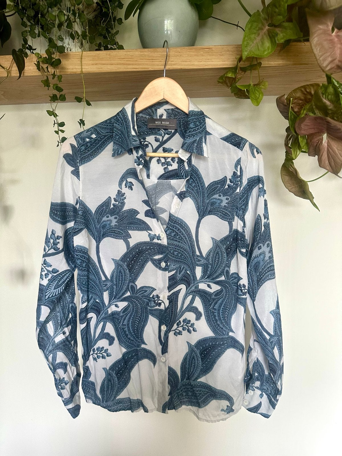 Mos Mosh MMTaylor Paiz Shirt blouse - Maat XS - Blauw/wit, Ophalen of Verzenden, Zo goed als nieuw, Maat 36 (S), Blauw