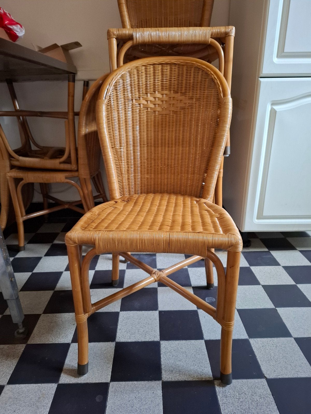 8 Rotan stoelen - Vintage rieten eetkamerstoel, Ophalen