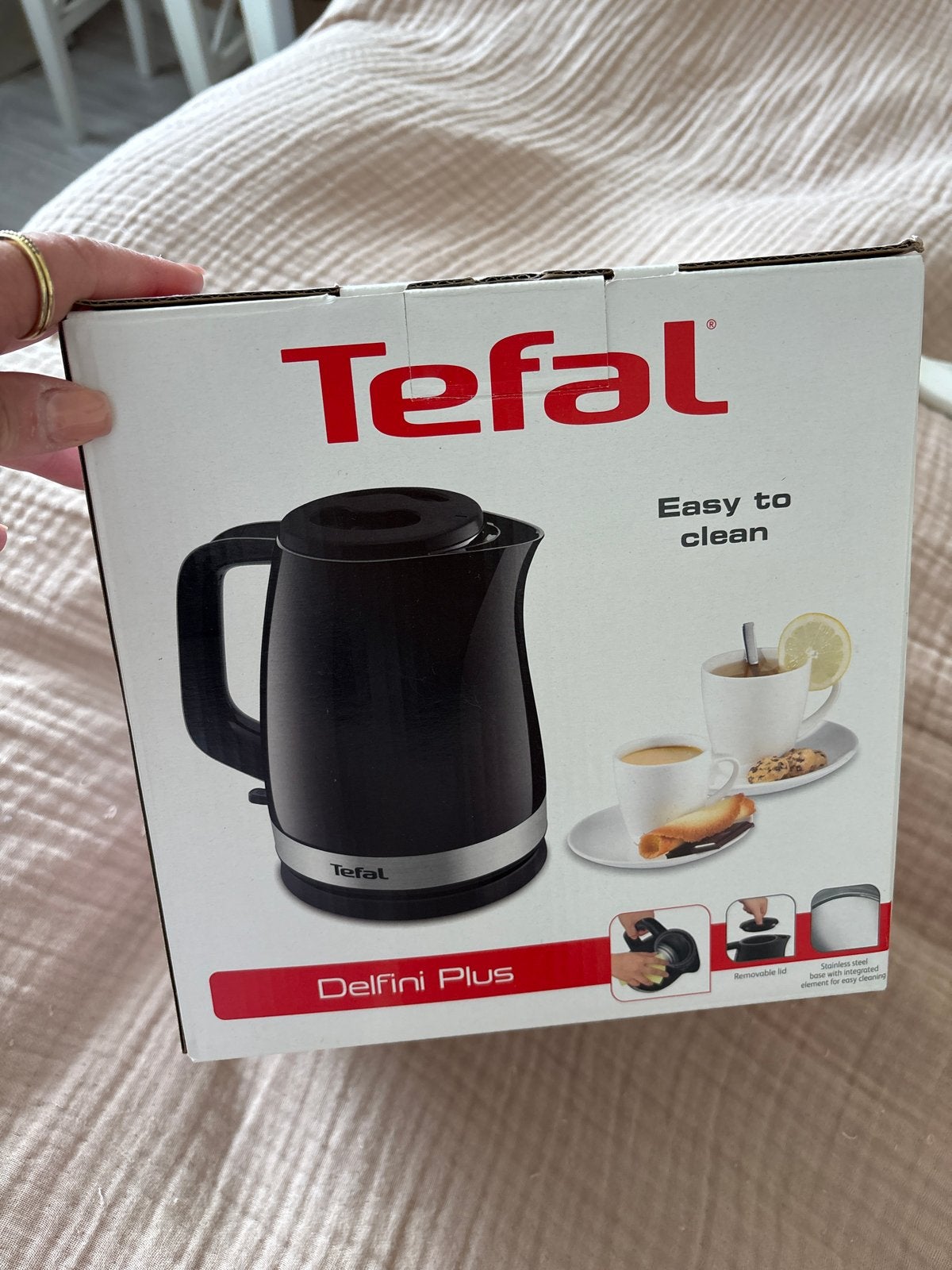 Tefal Delfini Plus waterkoker - Zwart - Nieuw in doos, 1 tot 2 liter, Ophalen of Verzenden, Nieuw, Draadloos
