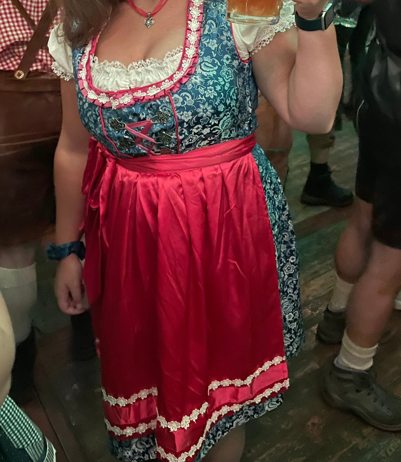 Dirndl blauw roze maat 48, Maat 46/48 (XL) of groter, Ophalen of Verzenden, Kleding, Overige thema's