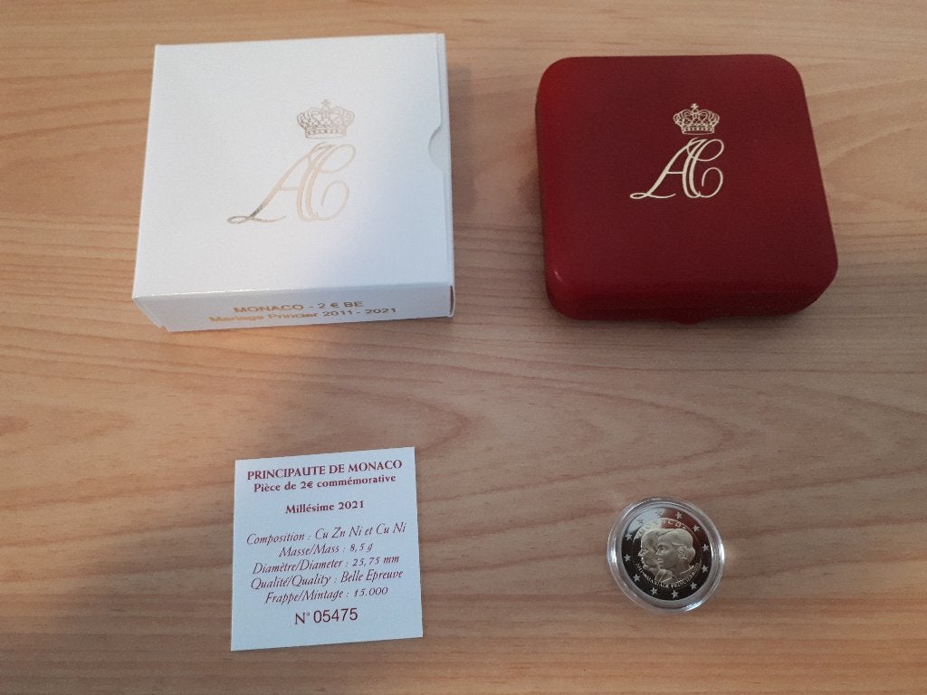 2 Euro Monaco 2021 - Proof, Postzegels en Munten, Munten | Europa | Euromunten, Ophalen of Verzenden, Monaco, 2 euro, Losse munt