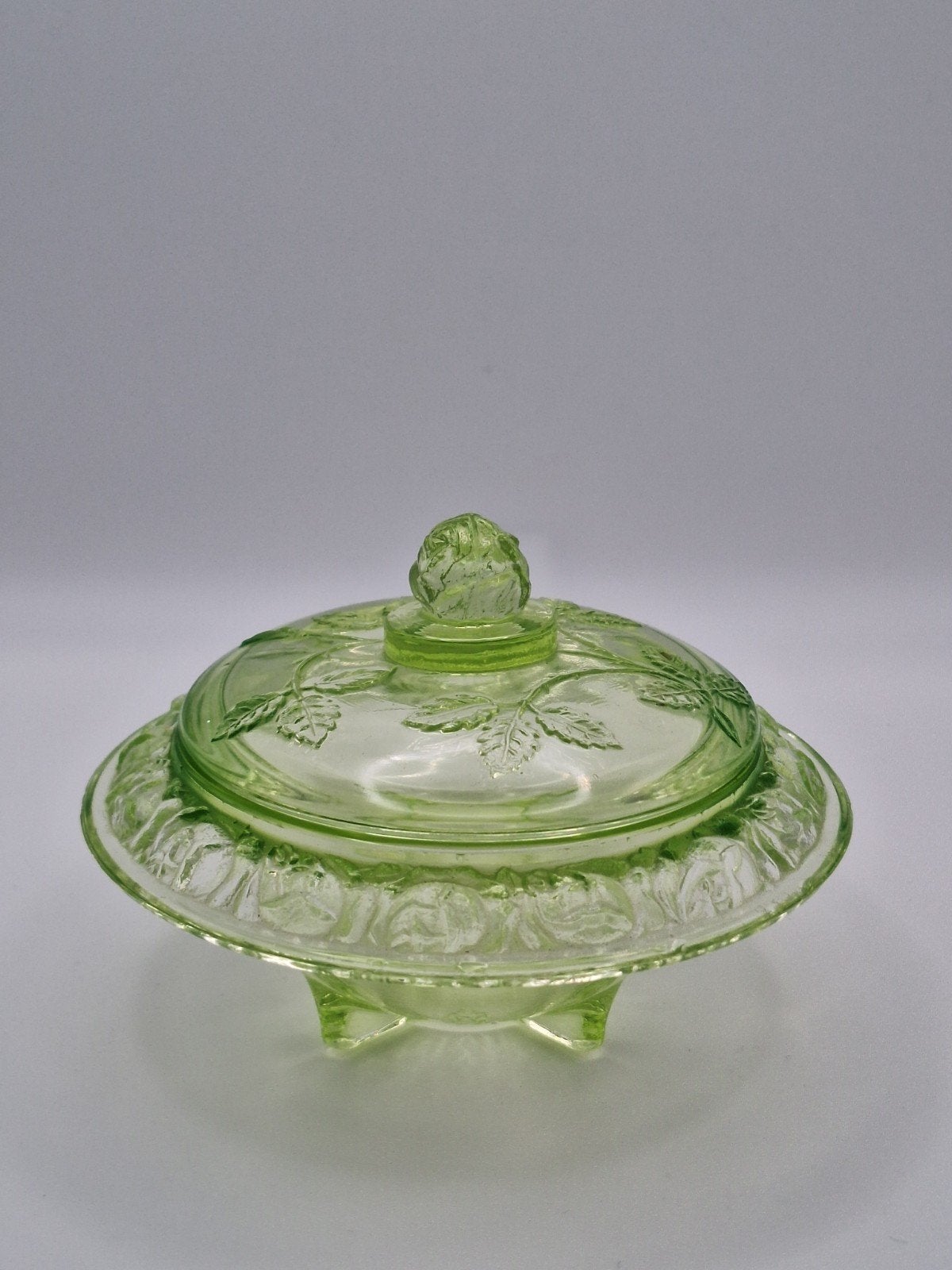 Antieke Bonbonnière Uranium Glas  - Art Deco, Antiek en Kunst, Antiek | Glas en Kristal, Ophalen