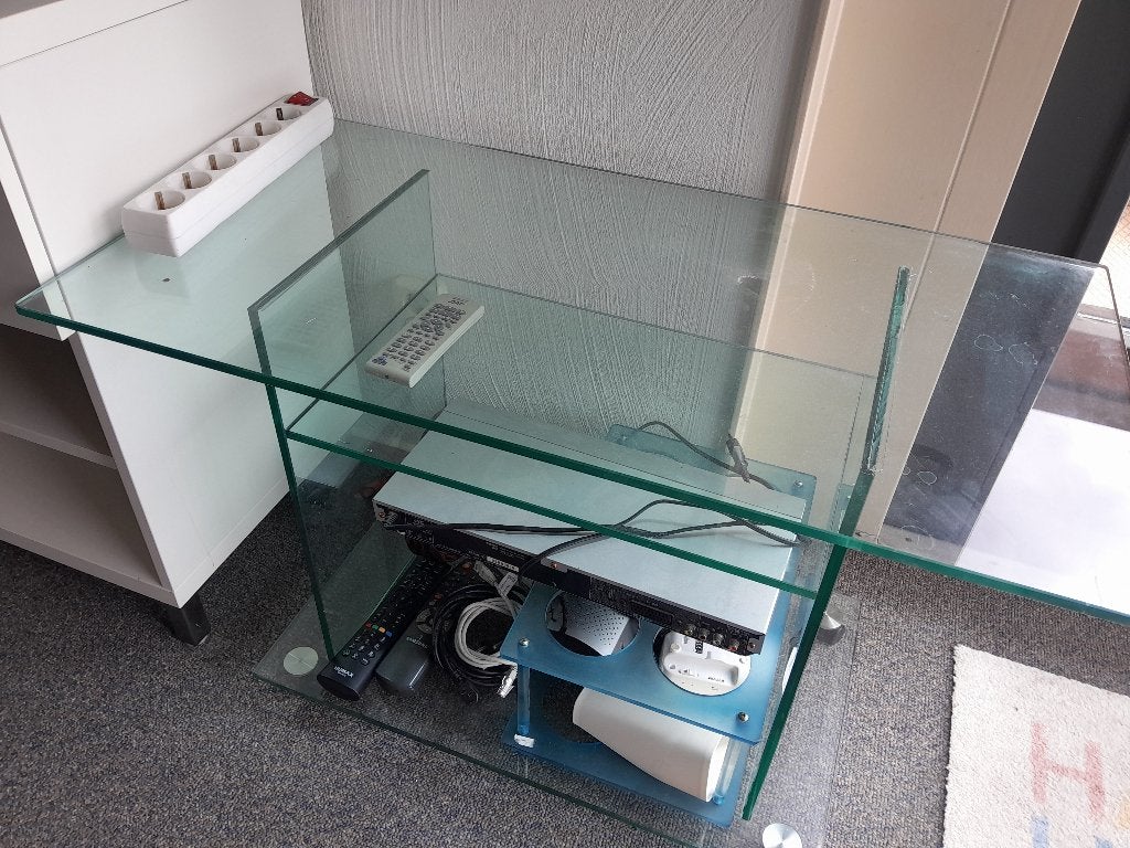 Glazen bijzet tafel / kastje, Huis en Inrichting, Gebruikt, Glas, 75 cm of meer, Modern