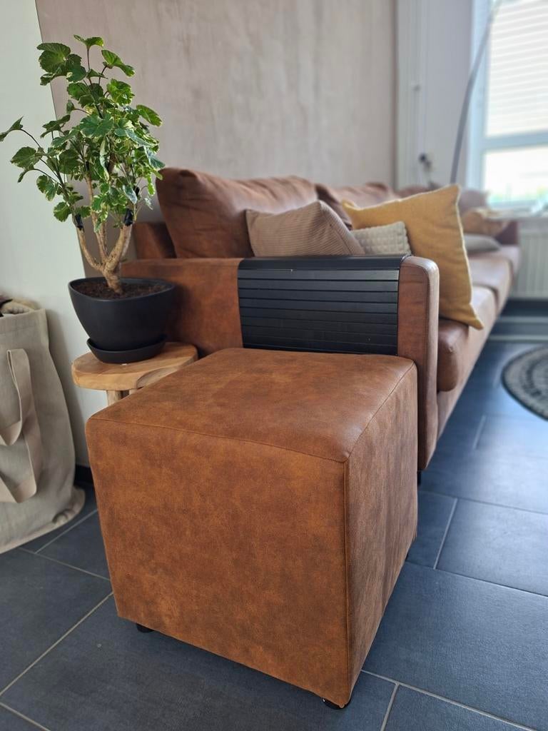 Leen Bakker Nando hockers cognac, Ophalen, Eenpersoons, Minder dan 75 cm, Zo goed als nieuw