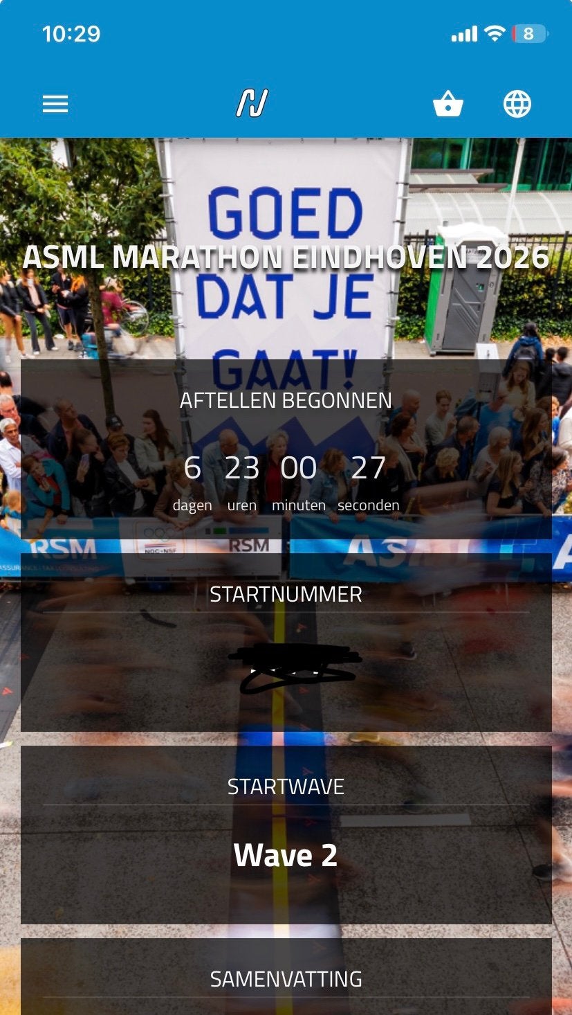 Asml marathon startnummer, Eén persoon