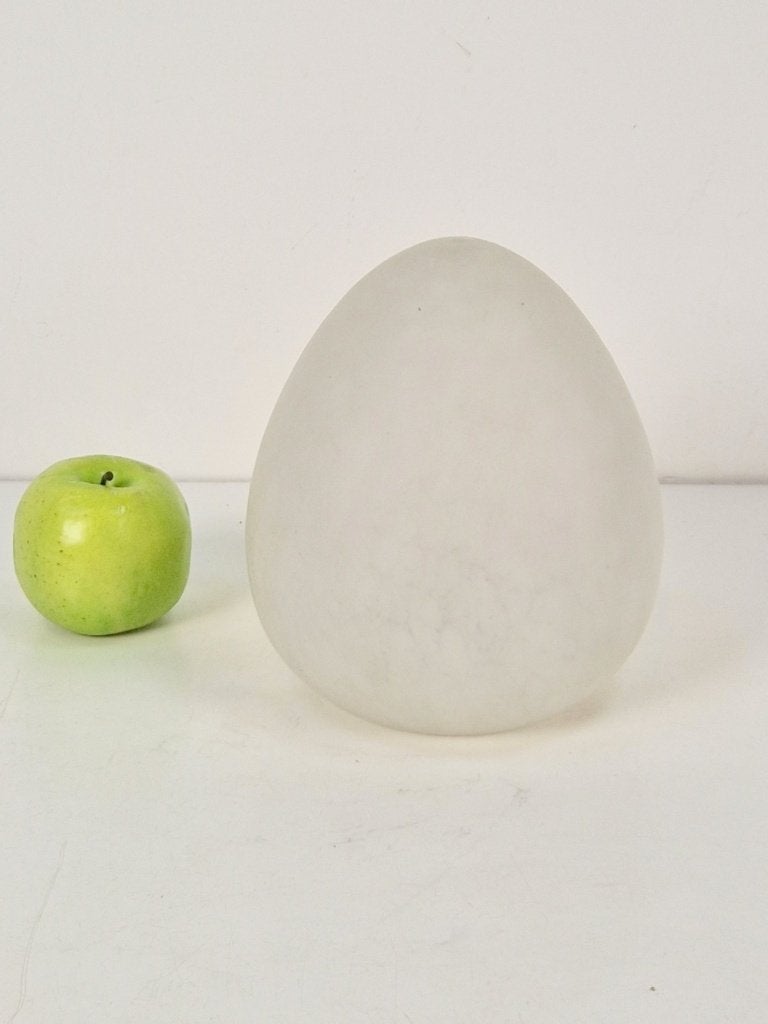 Vintage W.L.P. Germany Egg tafellamp gemarmerd glas ´80, Gebruikt, Overige merken, 19 cm, Wit