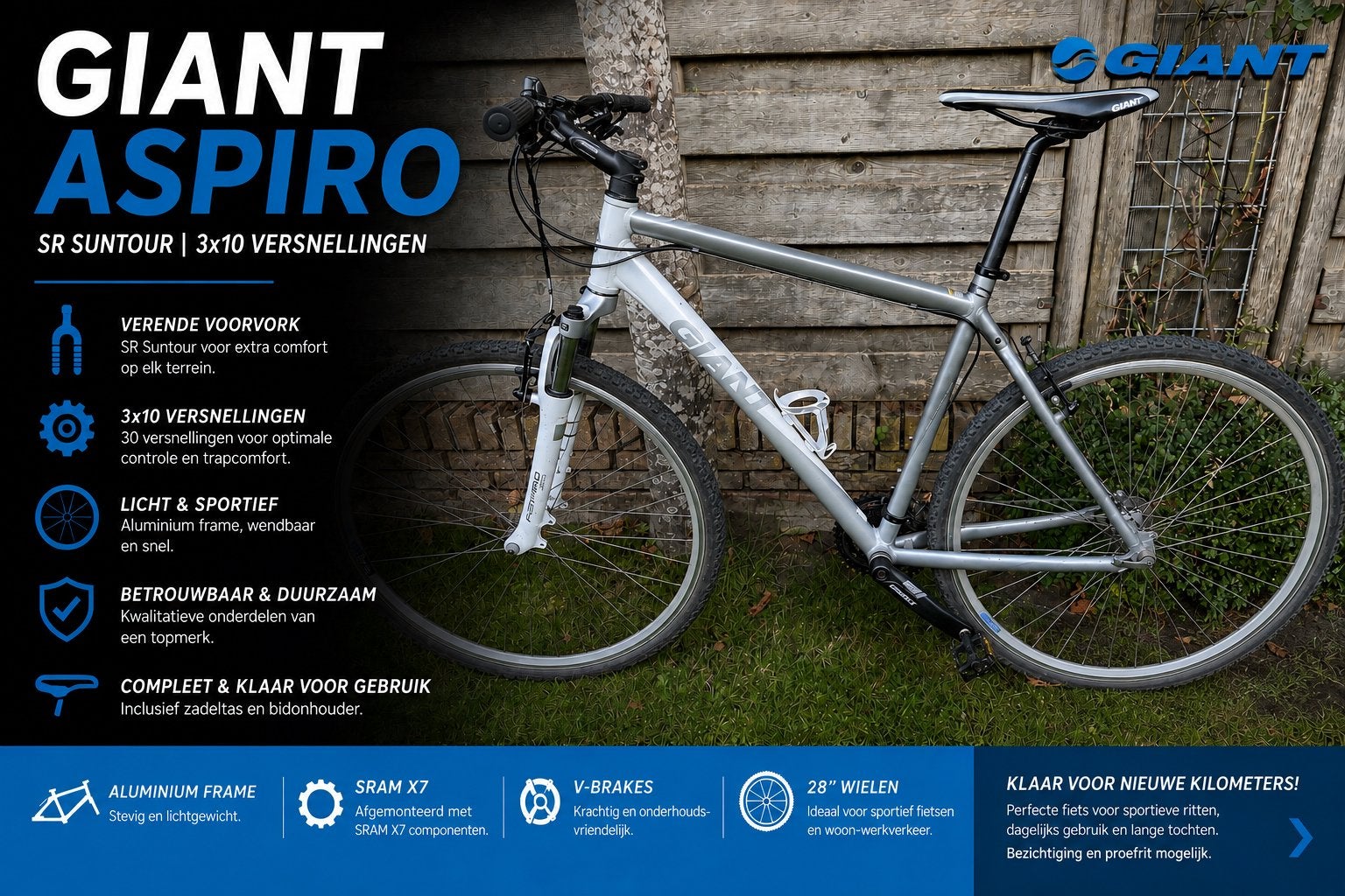 Giant Ceoss hybride sportfiets frame L, Ophalen, 28 inch, Gebruikt, Vering