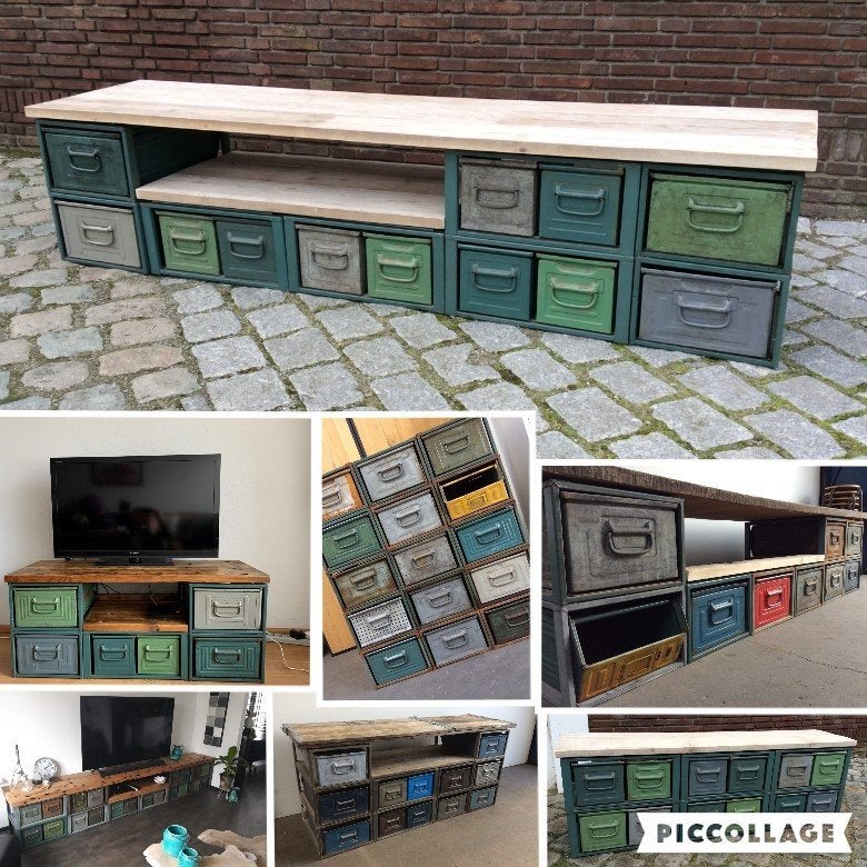 Modulaire TV-kast Ladekast Kast Dressoir Stapelbakken SALE, Nieuw, Ophalen of Verzenden, Minder dan 100 cm, Metaal