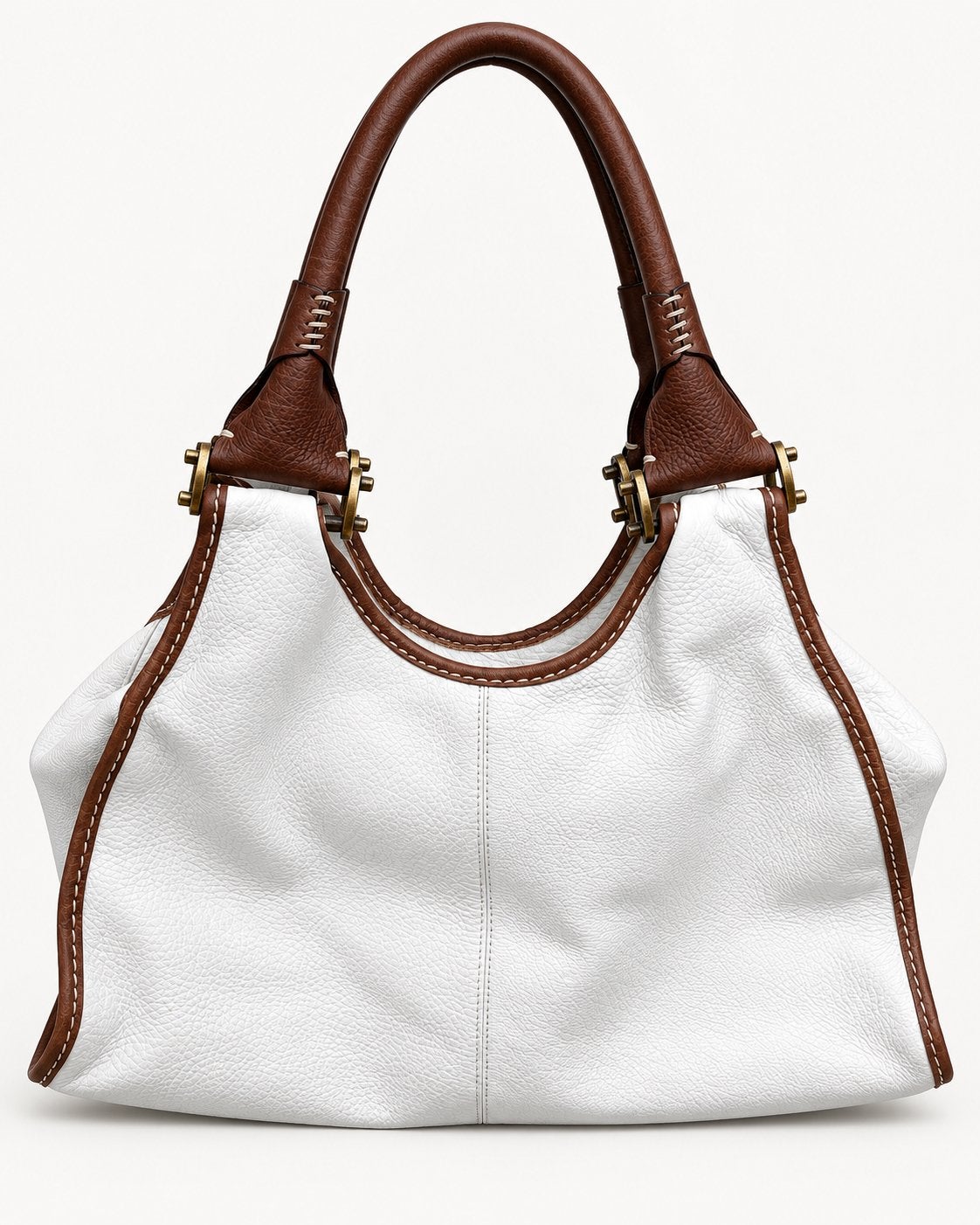 Van Bommel leren tas – wit/bruin – handtas leer shopper, Ophalen of Verzenden, Zo goed als nieuw, Wit, Handtas