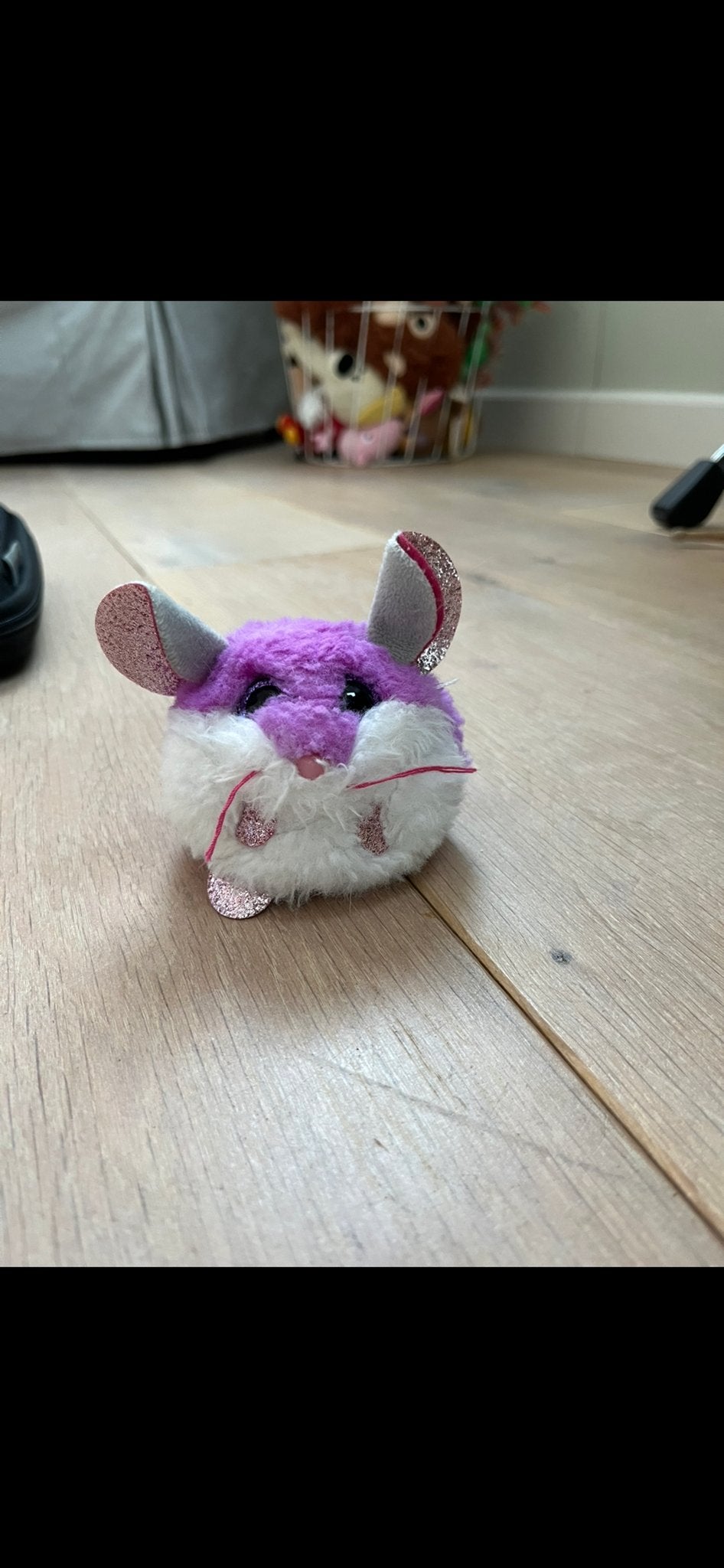 Ty beany boo mini  Hamster Paars/Wit met Glitter, Kinderen en Baby's, Gebruikt, Overige typen, Ophalen of Verzenden, Klein (minder dan 20 cm)