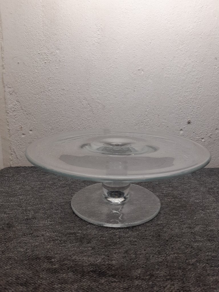 Glazen taartplateau op voet, Glas of Glazen, Gebruikt, Ophalen of Verzenden, Glas