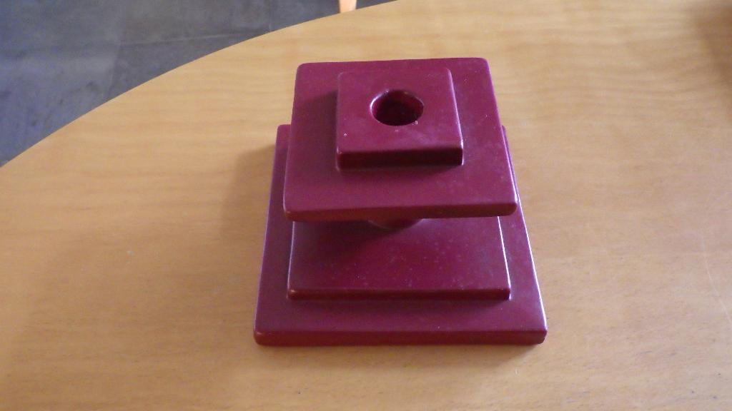 mooie retro rode kandelaar van keramiek, Overige materialen, Gebruikt, Ophalen of Verzenden, Kandelaar