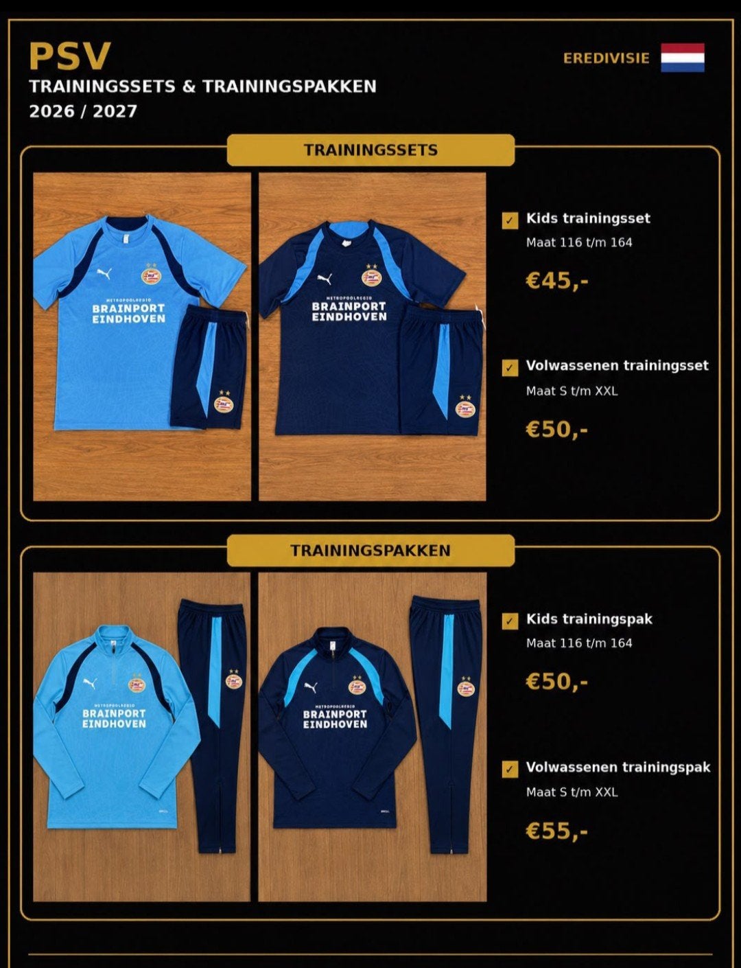 PSV Trainingsset 2026/2027 - Volwassenen, Puma, Nieuw, Voetbal, Verzenden