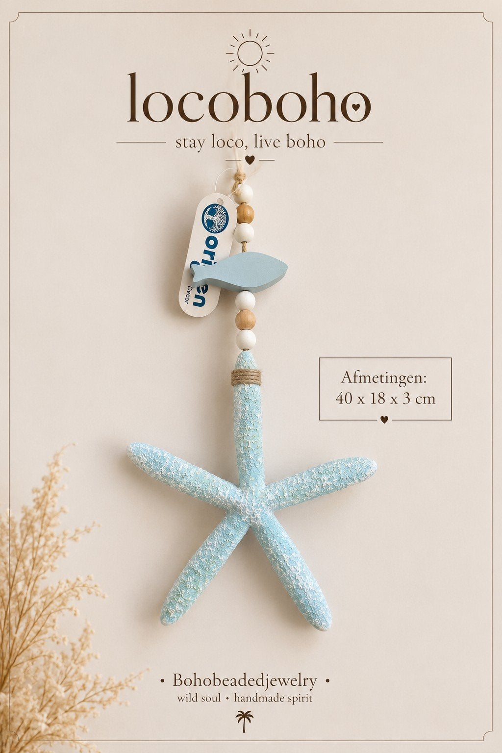 Boho Maritieme Wandhanger Zeester - Ibiza Stijl Decoratie, Blauw, Boho, Nieuw, Ophalen of Verzenden