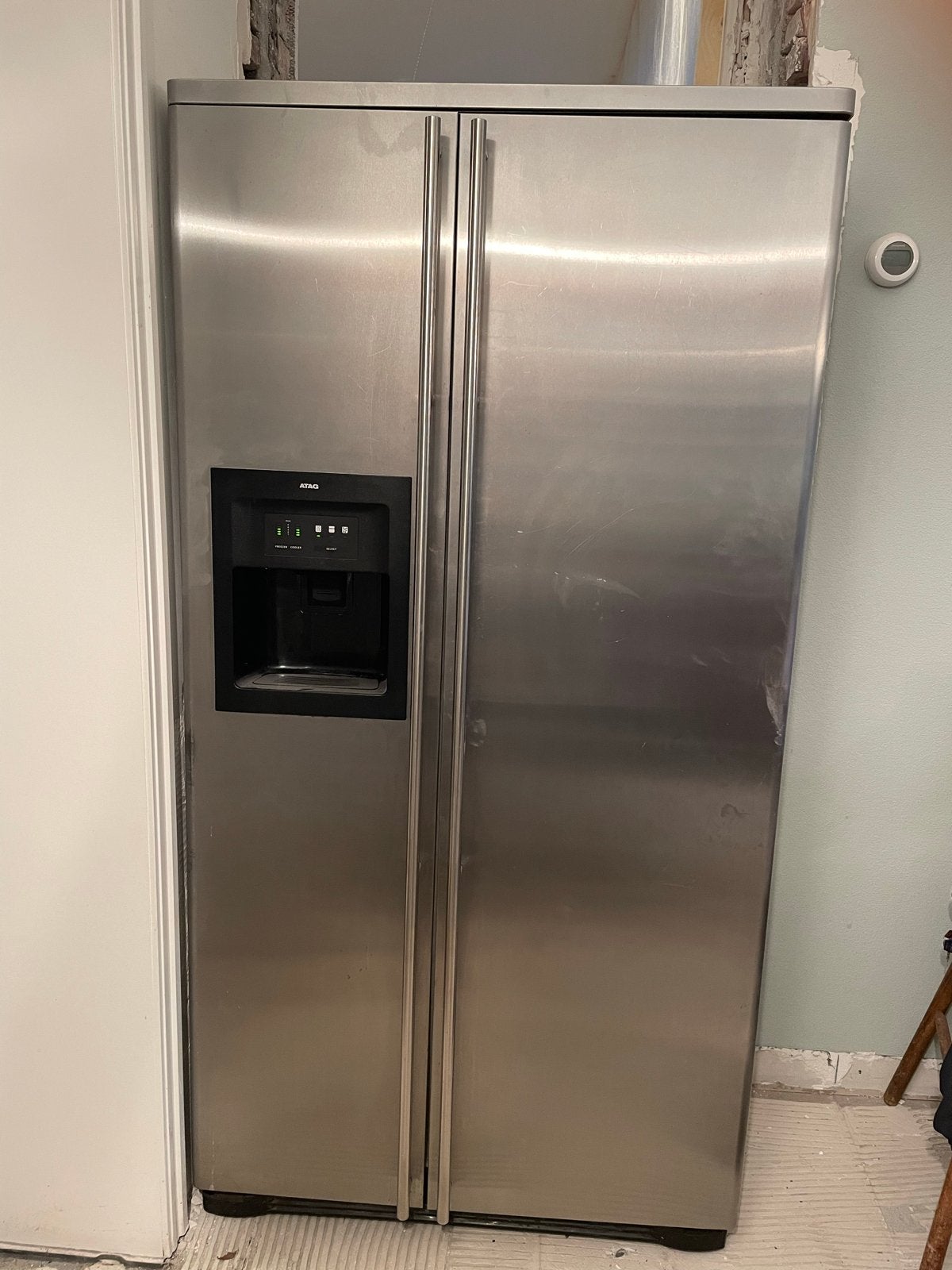 Amerikaanse koelkast RVS met waterdispenser, Witgoed en Apparatuur, Ophalen, Gebruikt, 60 cm of meer, Met aparte vriezer