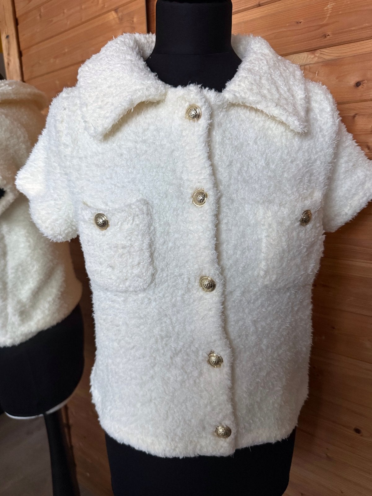Witte teddy vest met Korte Mouwen H&M nieuw maat M, Kleding | Dames, Maat 38/40 (M), Wit, Nieuw, Ophalen of Verzenden