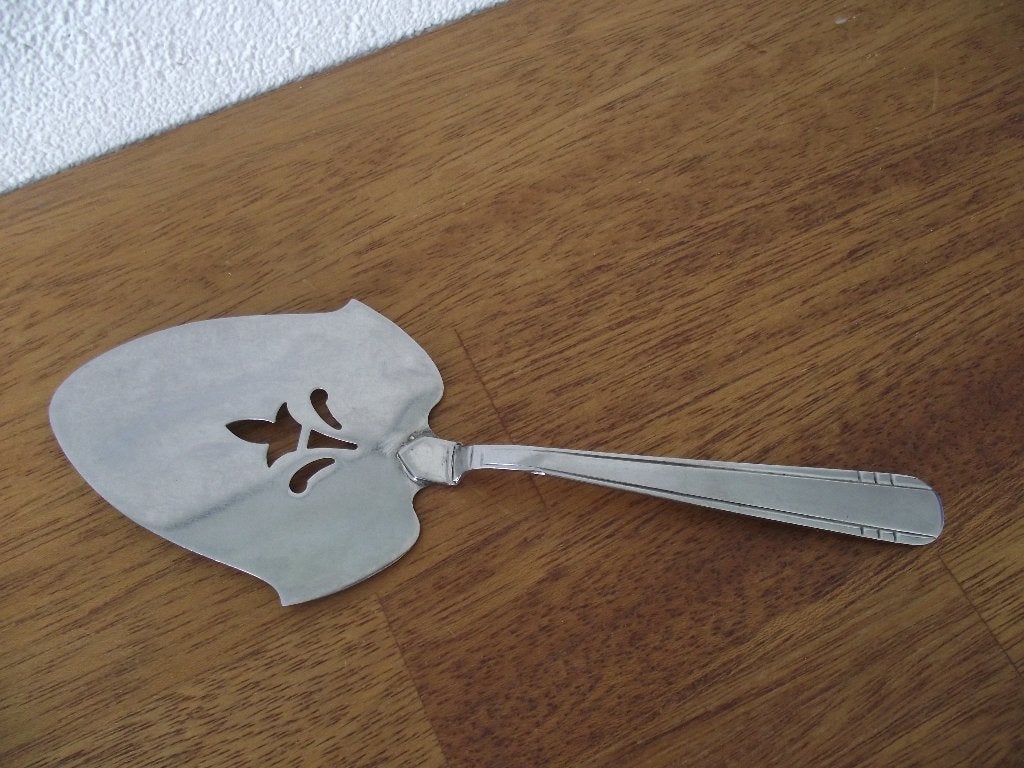 vintage RVS taartschep Franse Lelie 22 cm Astra massief 1950, Ophalen of Verzenden