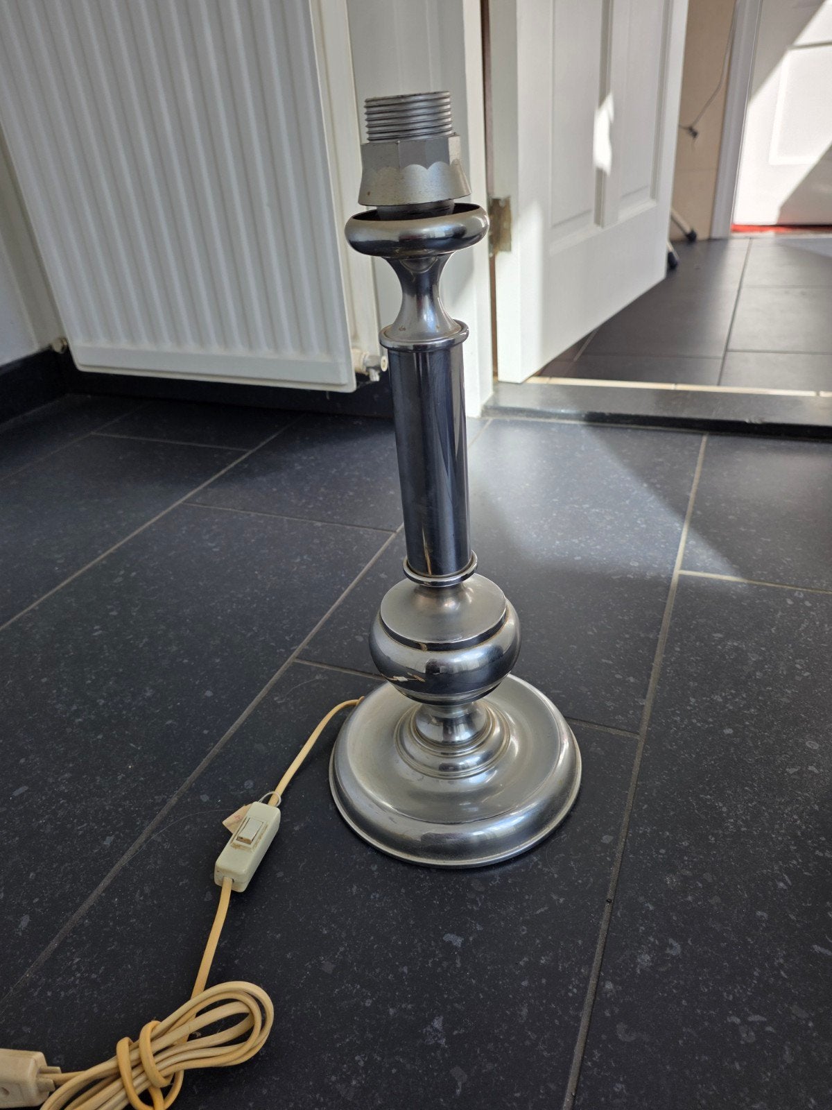 Vintage chrome tafellamp - Hoogte 42cm, Voet 18cm, Huis en Inrichting, Met schakelaar, Gebruikt, Vintage, Ophalen of Verzenden