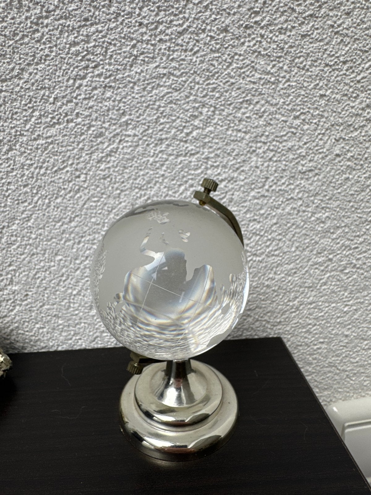 Glazen wereldbol op zilverkleurige voet, Glas, Draaibaar, Overige typen, Ophalen of Verzenden