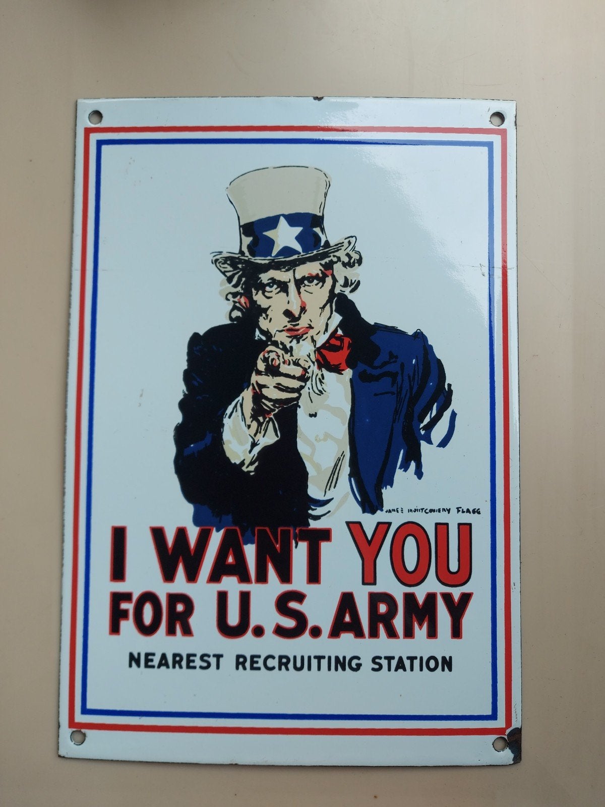 Emaille reclamebord uncle Sam "I want You", Ophalen of Verzenden