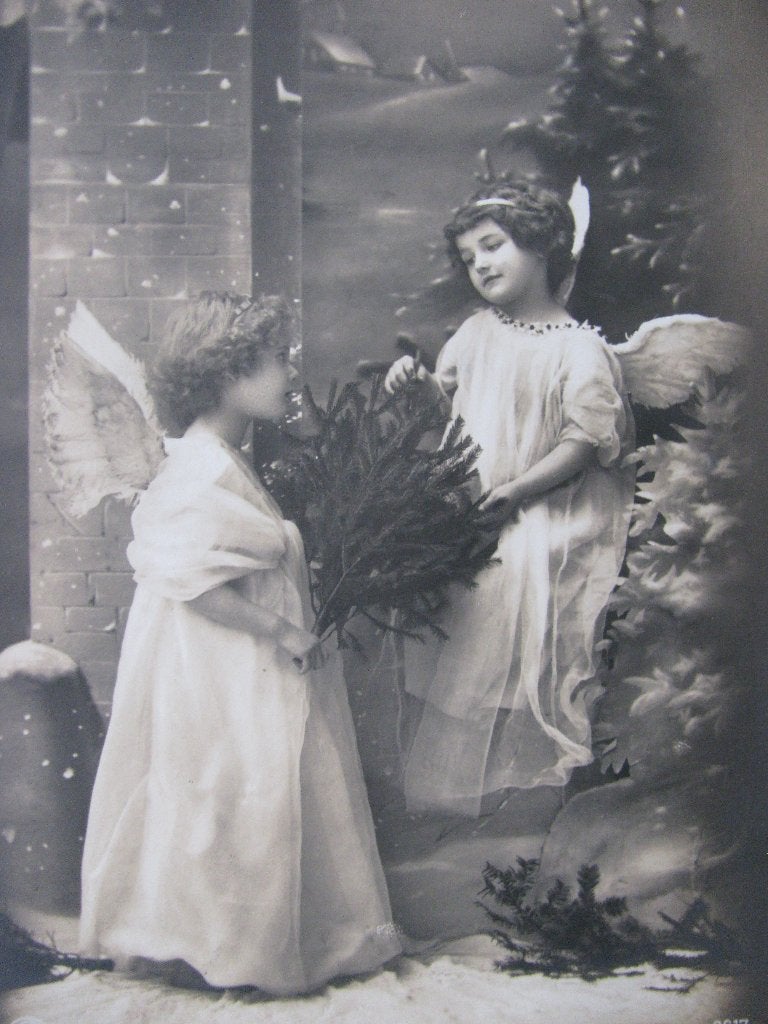 Antieke Kaart uit 1913 - Engeltjes / Meisjes met Kerstboom, Verzenden, Voor 1920, Gelopen, Feest(dag)