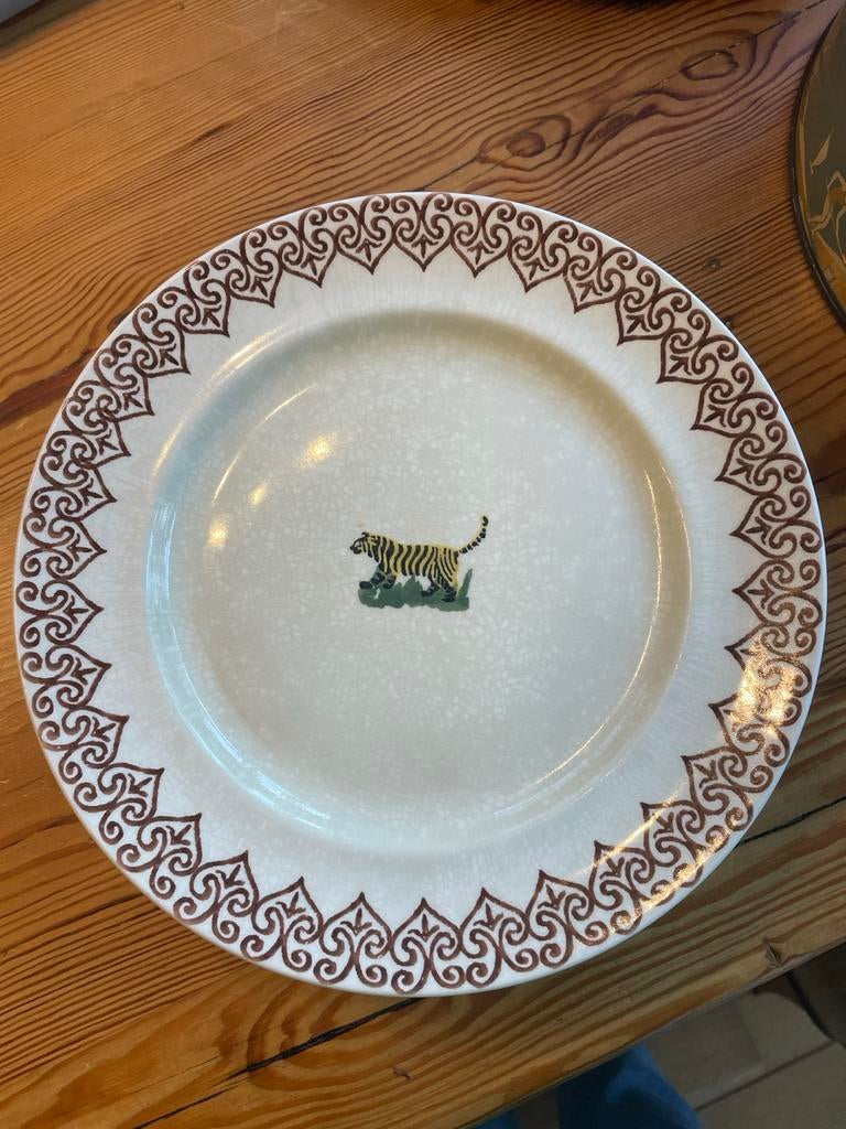 8 Brixton Pottery dinerborden - tijgermotief, Ophalen of Verzenden